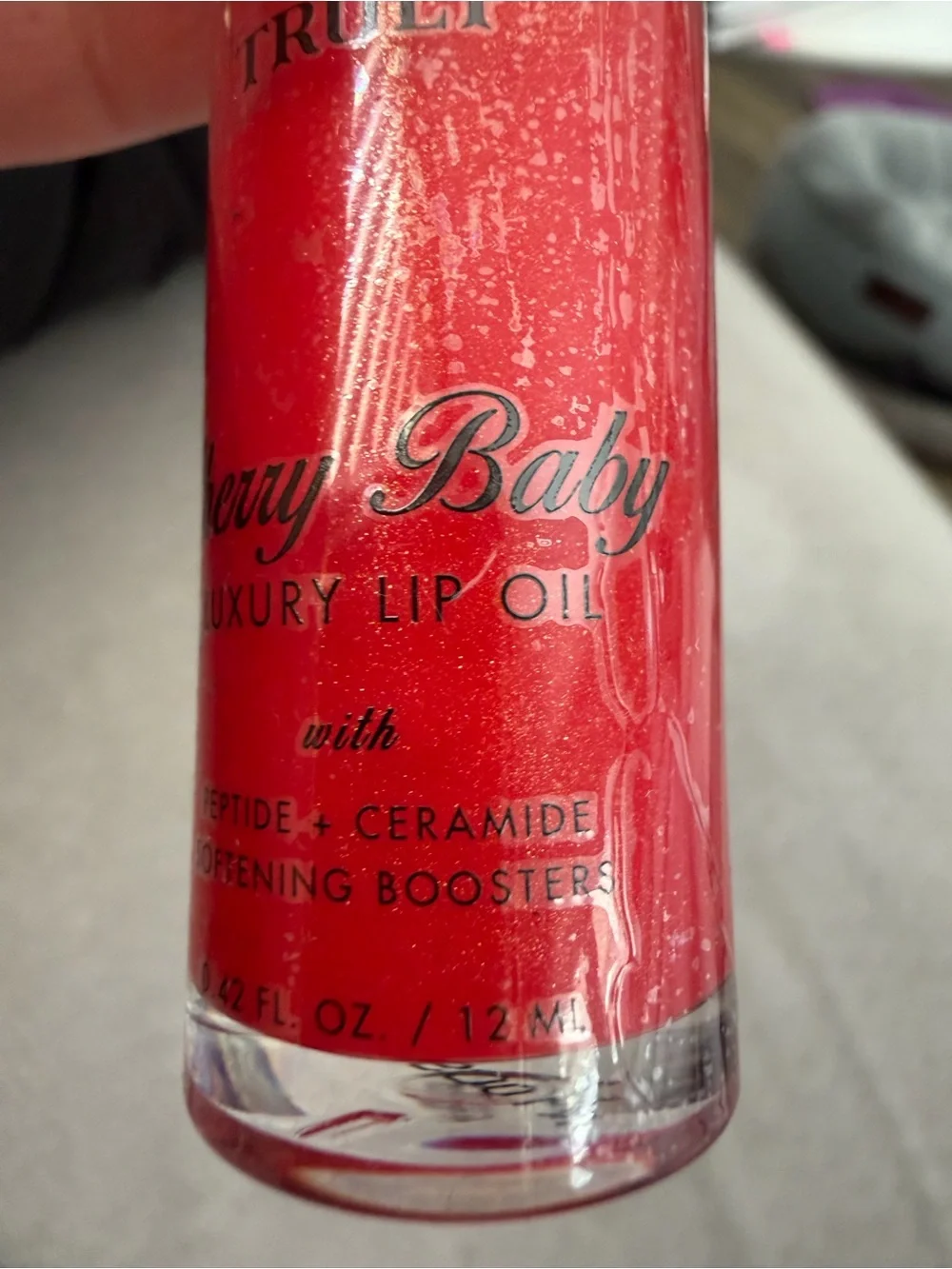 TRULY Cherry Baby Lip Oil - Bright Red with Gold Cap
